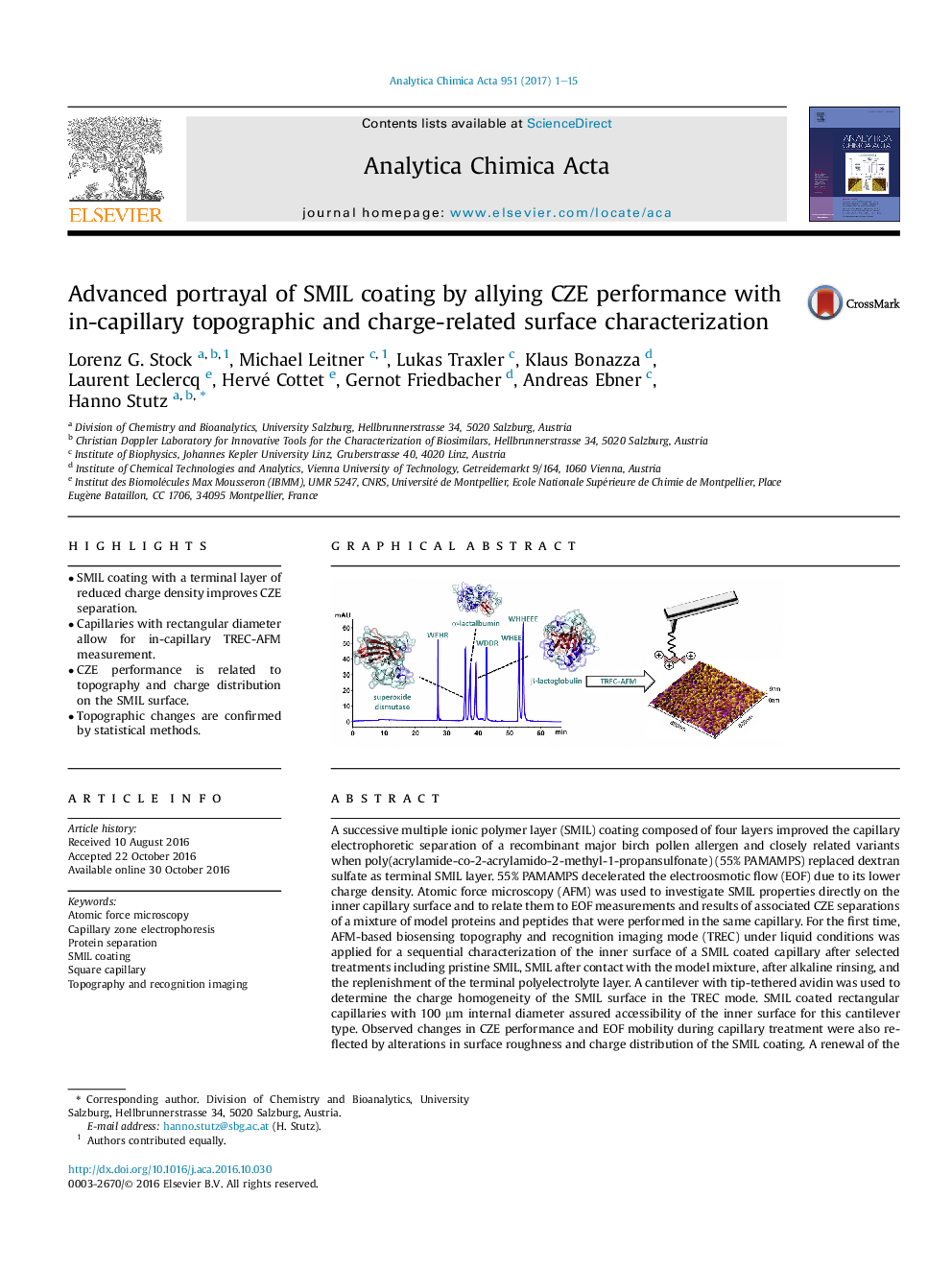 Advanced portrayal of SMIL coating by allying CZE performance with in-capillary topographic and charge-related surface characterization