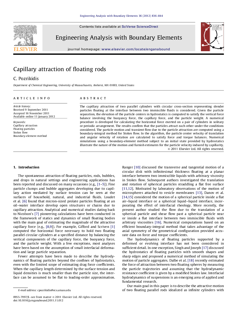 Capillary attraction of floating rods