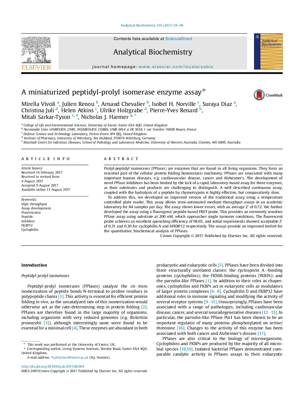 A miniaturized peptidyl-prolyl isomerase enzyme assay