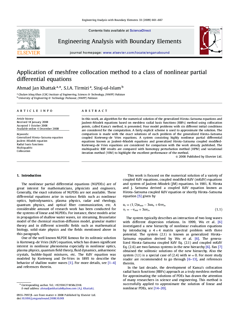 Application of meshfree collocation method to a class of nonlinear partial differential equations