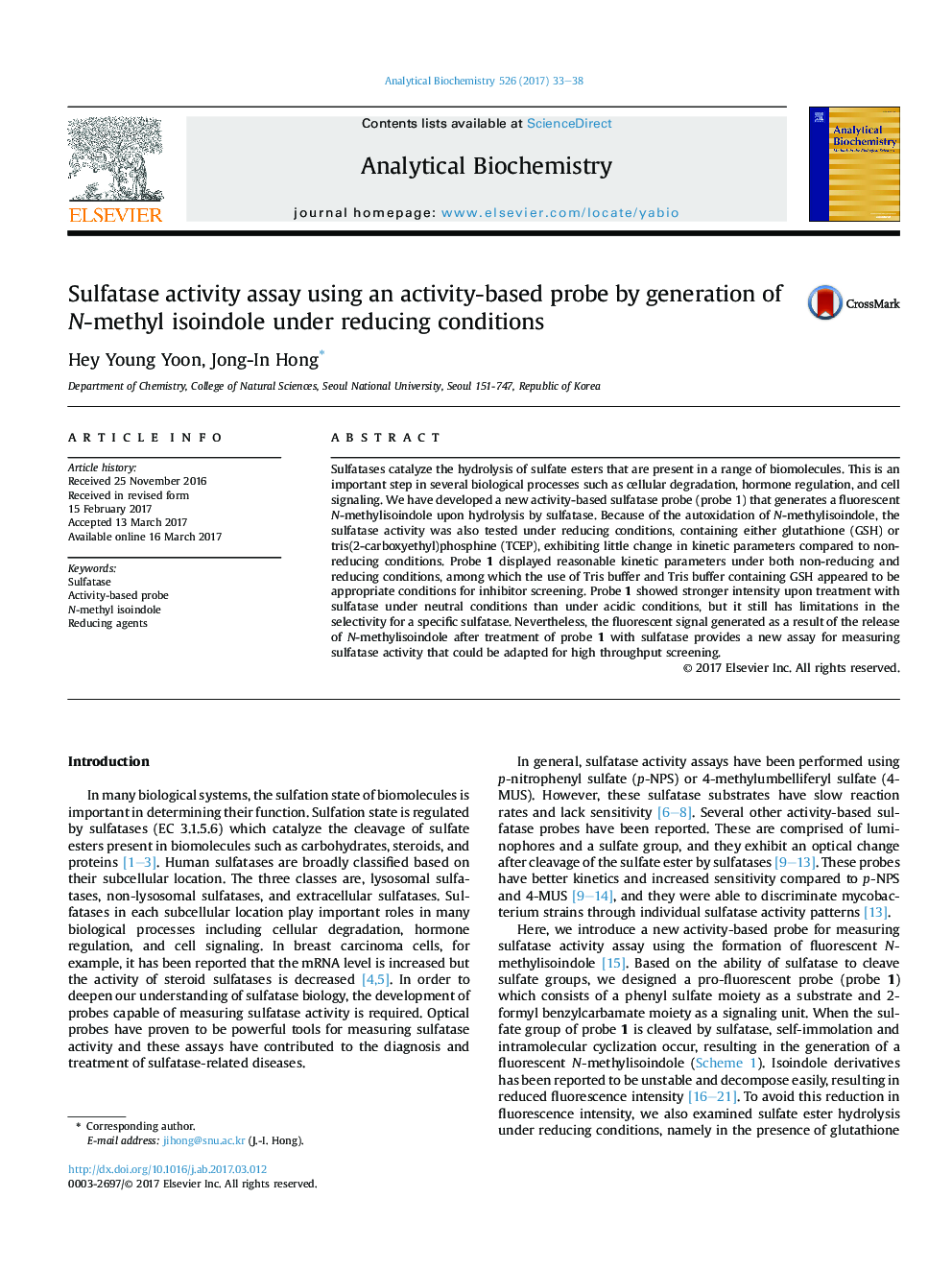 Sulfatase activity assay using an activity-based probe by generation of N-methyl isoindole under reducing conditions