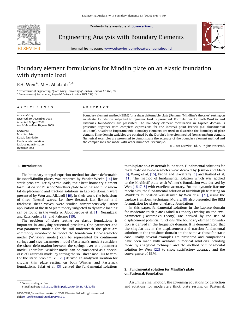 Boundary element formulations for Mindlin plate on an elastic foundation with dynamic load