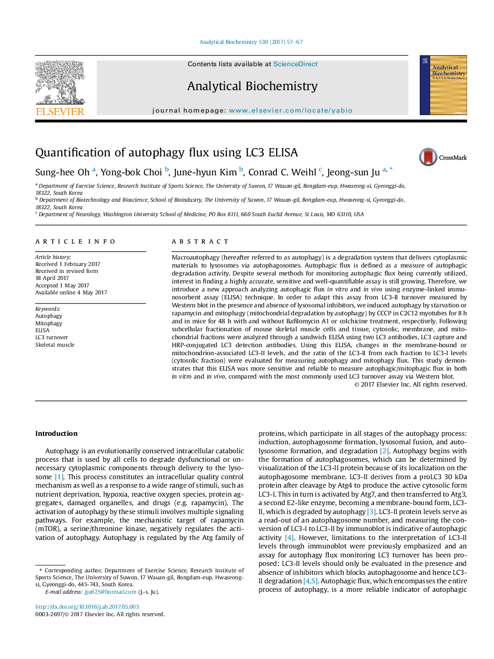 Quantification of autophagy flux using LC3 ELISA