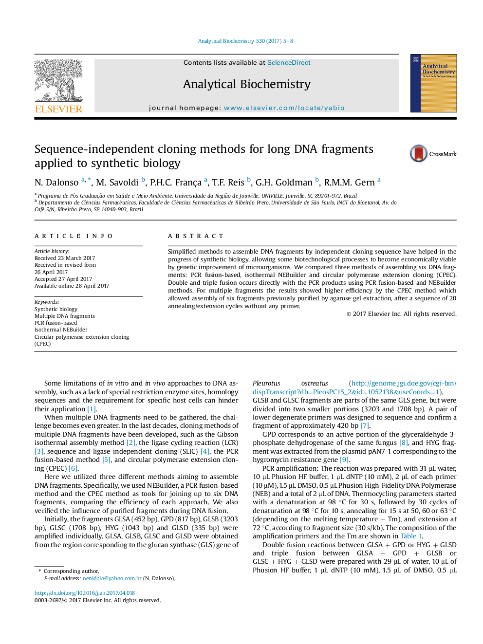 Sequence-independent cloning methods for long DNA fragments applied to synthetic biology