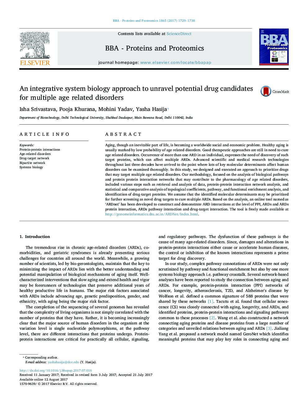 An integrative system biology approach to unravel potential drug candidates for multiple age related disorders