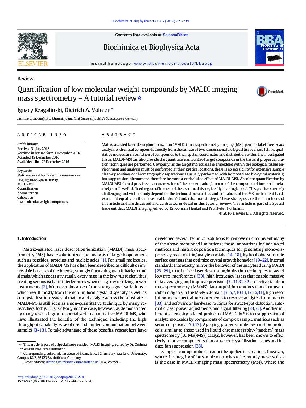 Quantification of low molecular weight compounds by MALDI imaging mass spectrometry - A tutorial review