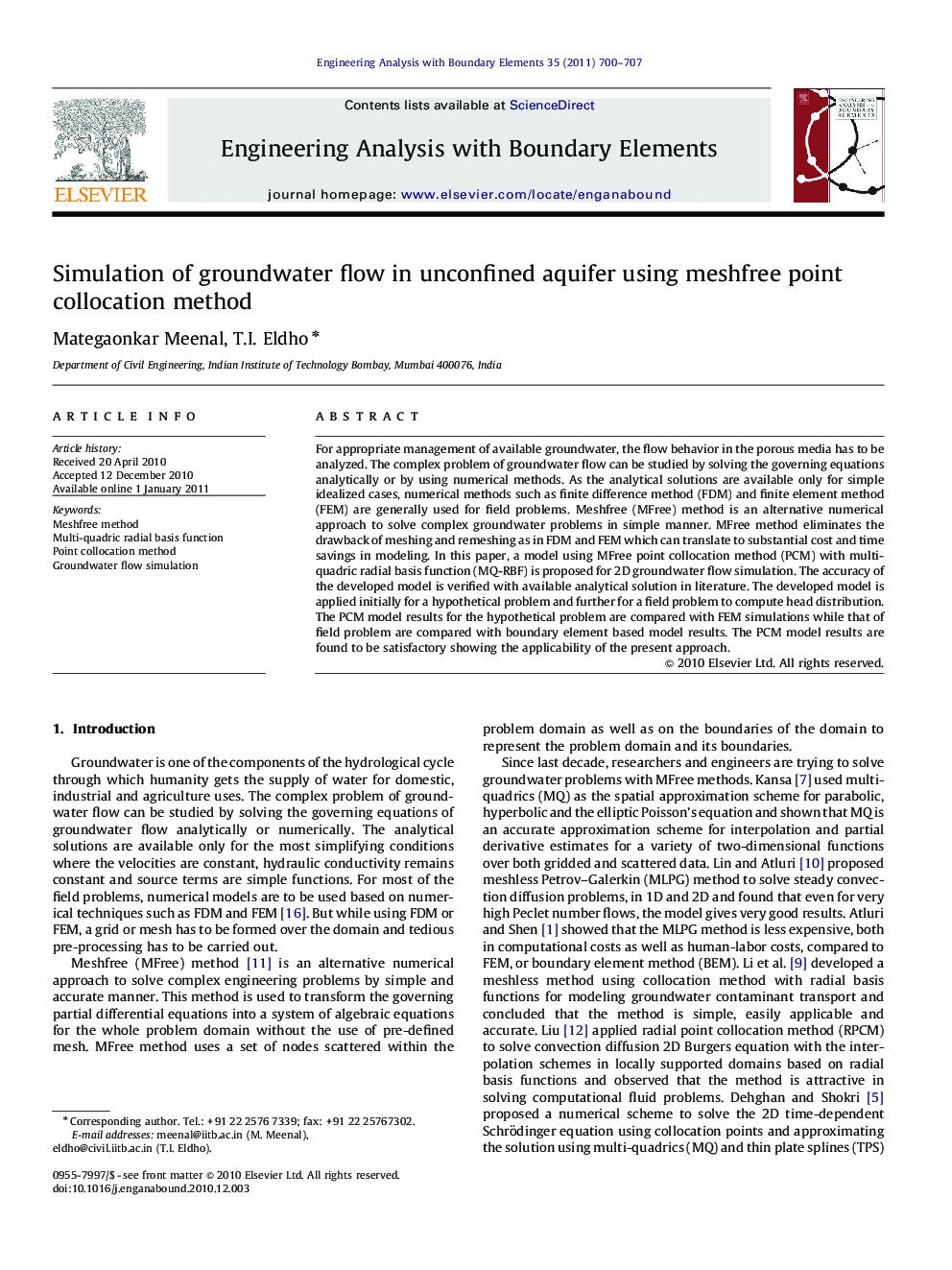 Simulation of groundwater flow in unconfined aquifer using meshfree point collocation method