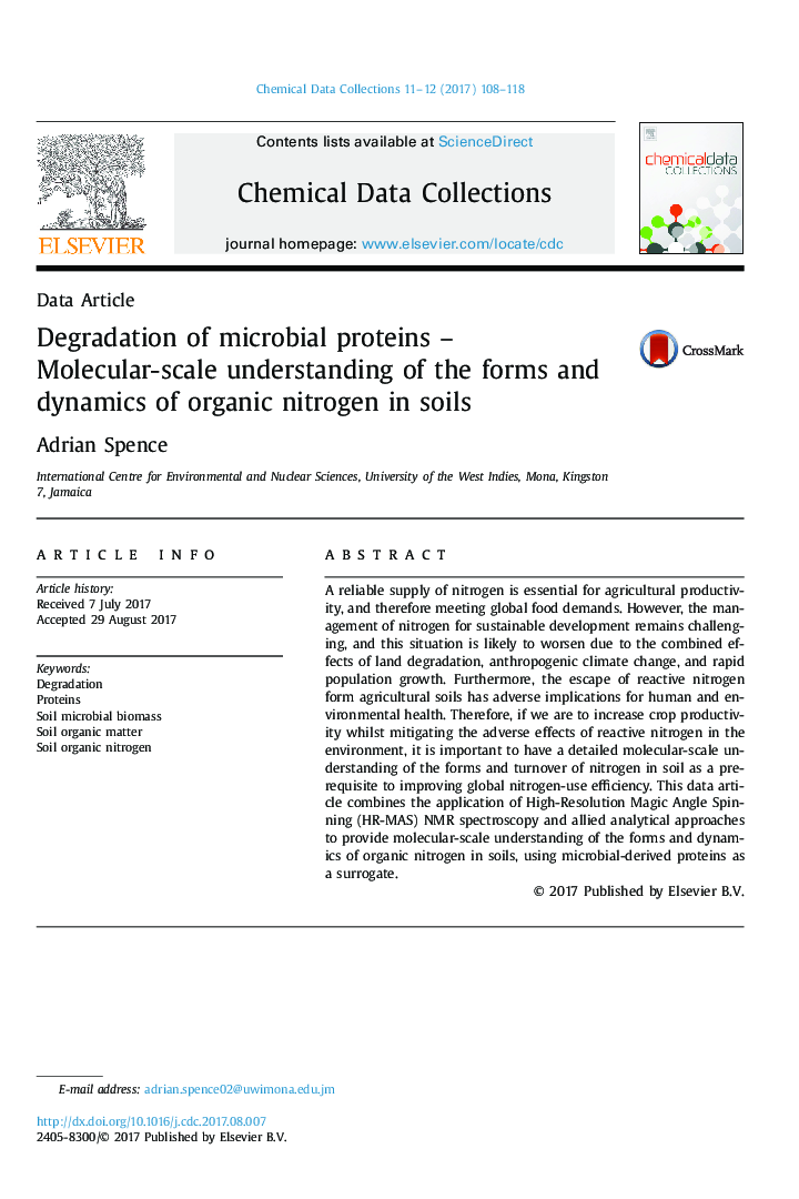 Degradation of microbial proteins - Molecular-scale understanding of the forms and dynamics of organic nitrogen in soils