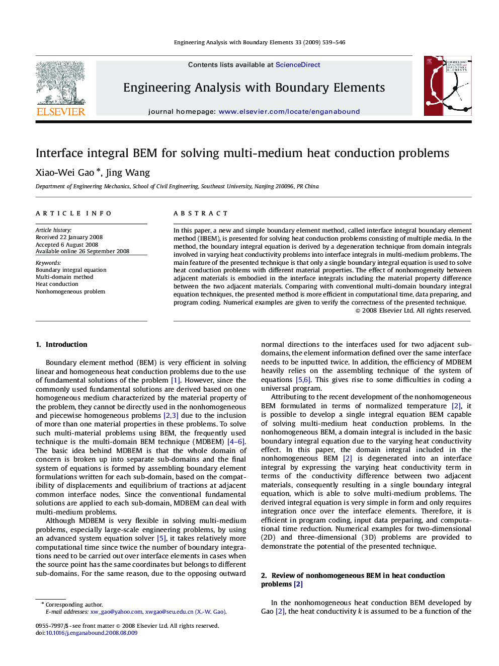 Interface integral BEM for solving multi-medium heat conduction problems