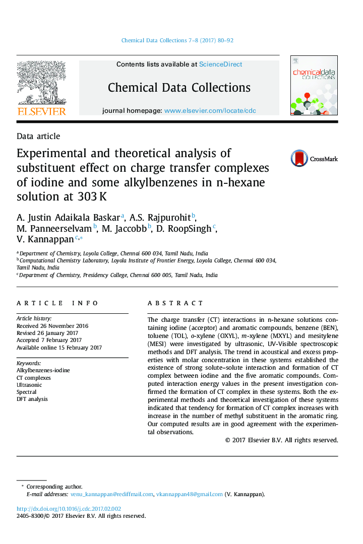 Experimental and theoretical analysis of substituent effect on charge transfer complexes of iodine and some alkylbenzenes in n-hexane solution at 303 K