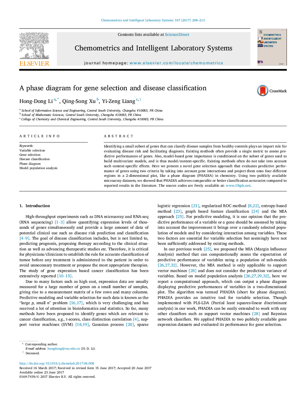 A phase diagram for gene selection and disease classification