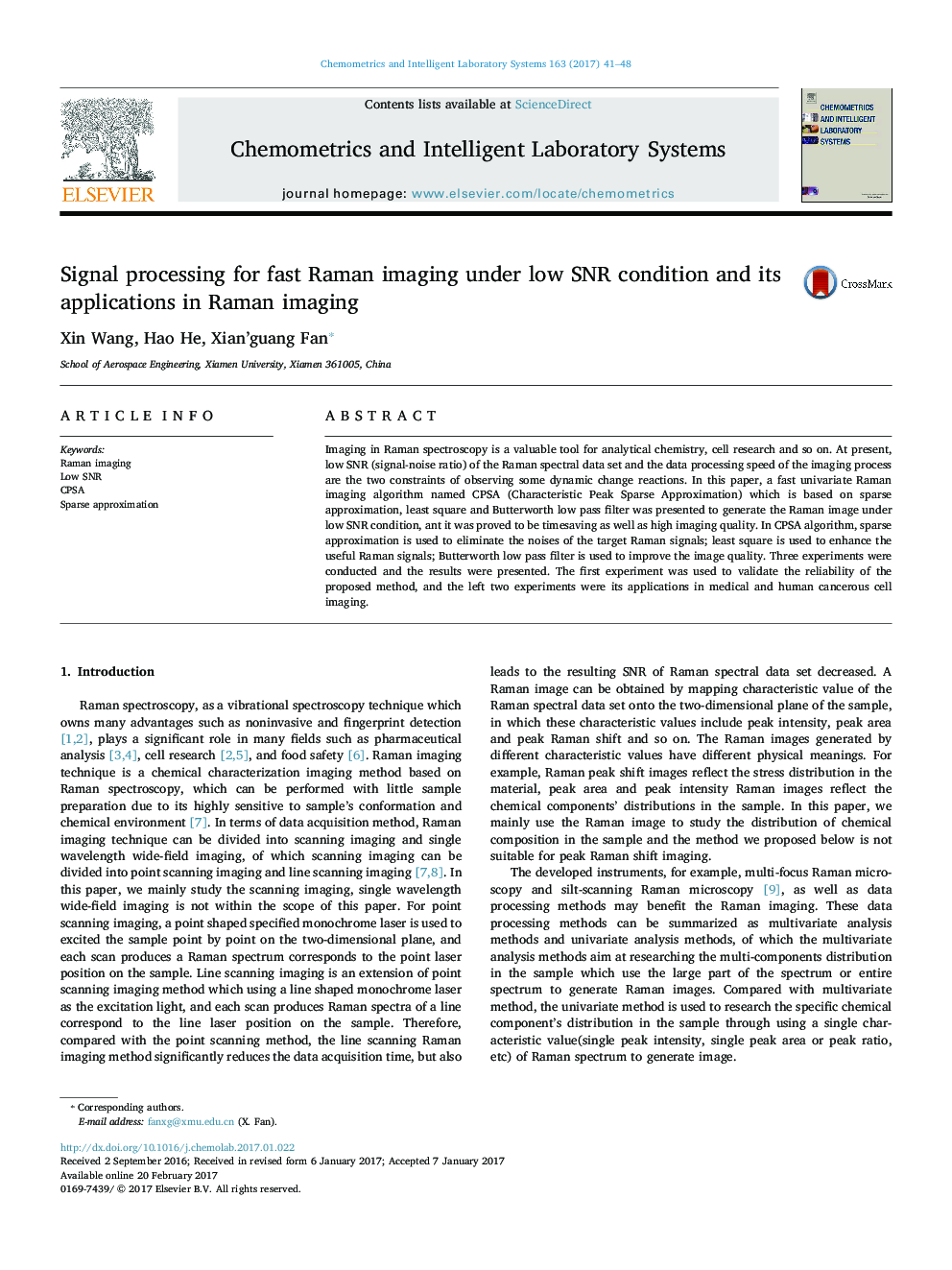 Signal processing for fast Raman imaging under low SNR condition and its applications in Raman imaging