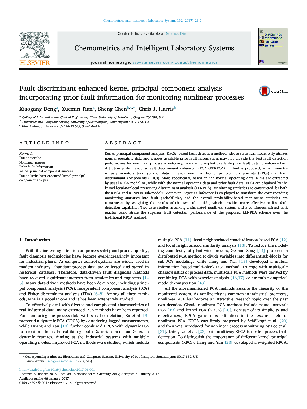 Fault discriminant enhanced kernel principal component analysis incorporating prior fault information for monitoring nonlinear processes