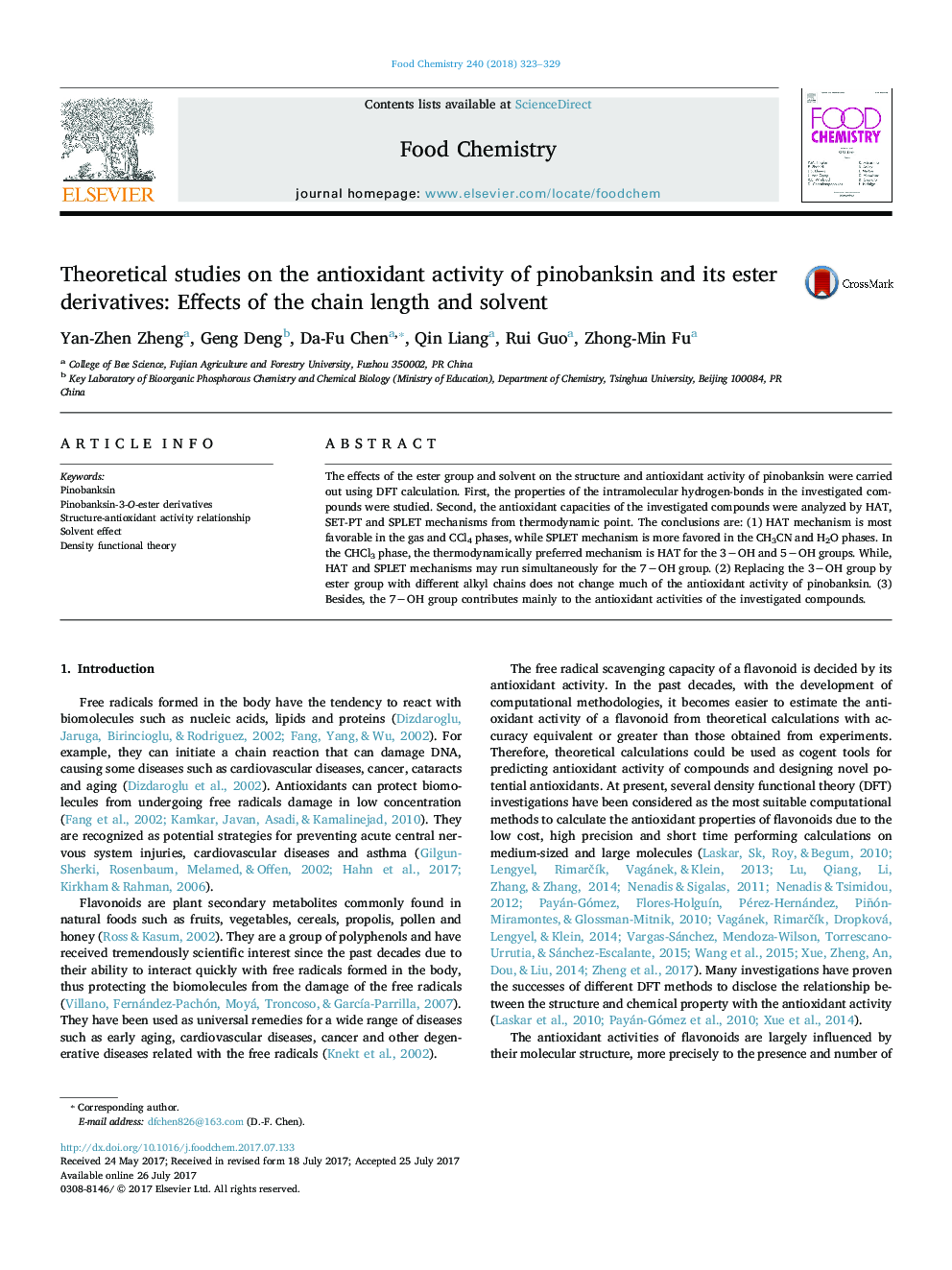 مطالعات نظری بر فعالیت آنتی اکسیدانی پنیبنسین و مشتقات استر آن: اثرات طول زنجیره ای و حلال