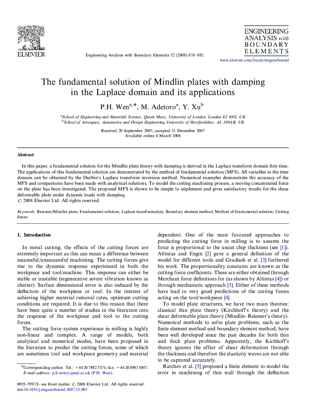 The fundamental solution of Mindlin plates with damping in the Laplace domain and its applications