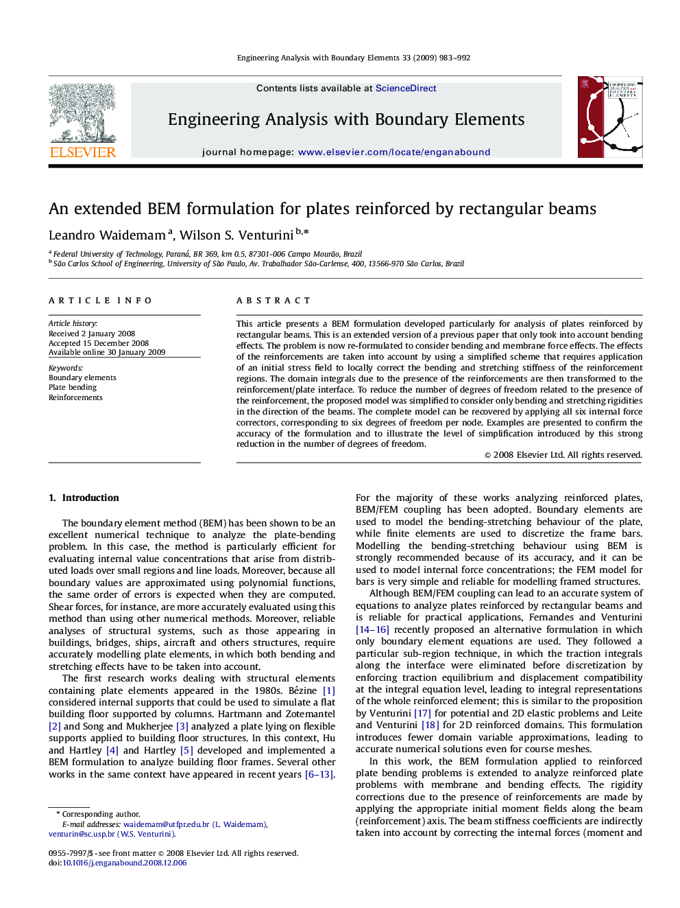 An extended BEM formulation for plates reinforced by rectangular beams