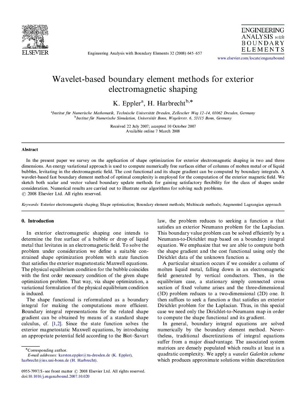 Wavelet-based boundary element methods for exterior electromagnetic shaping