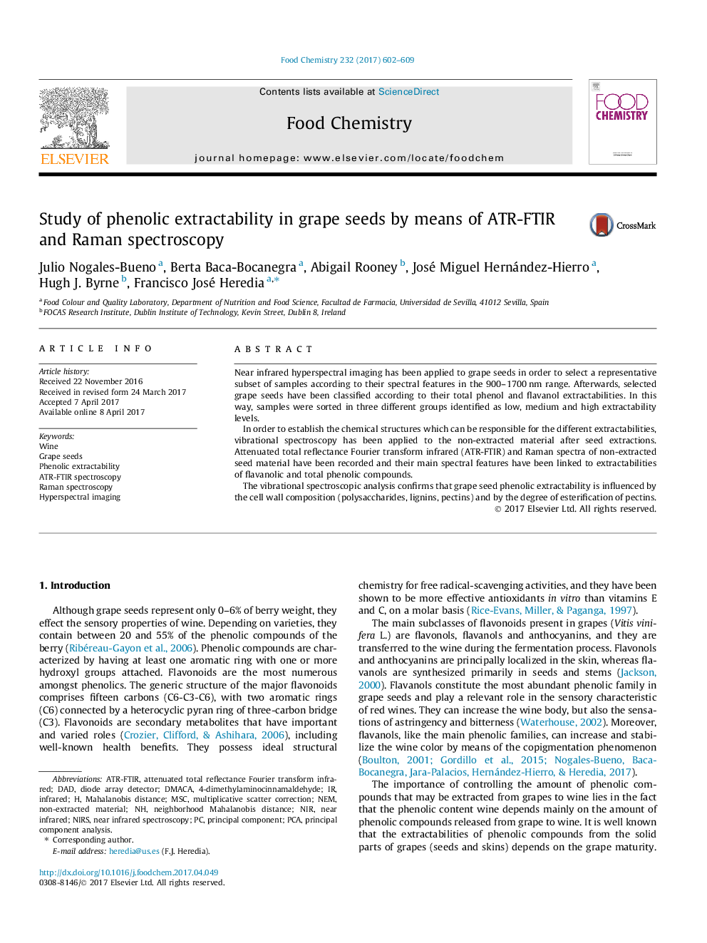 Study of phenolic extractability in grape seeds by means of ATR-FTIR and Raman spectroscopy