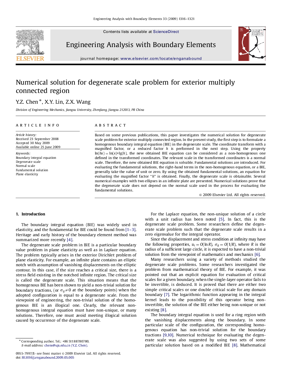 Numerical solution for degenerate scale problem for exterior multiply connected region