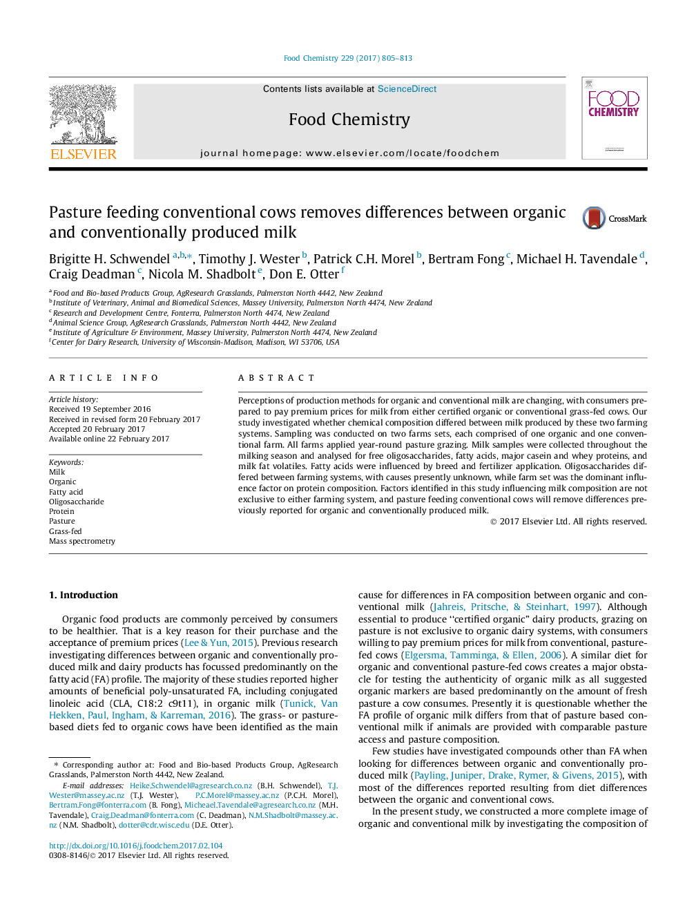 Pasture feeding conventional cows removes differences between organic and conventionally produced milk