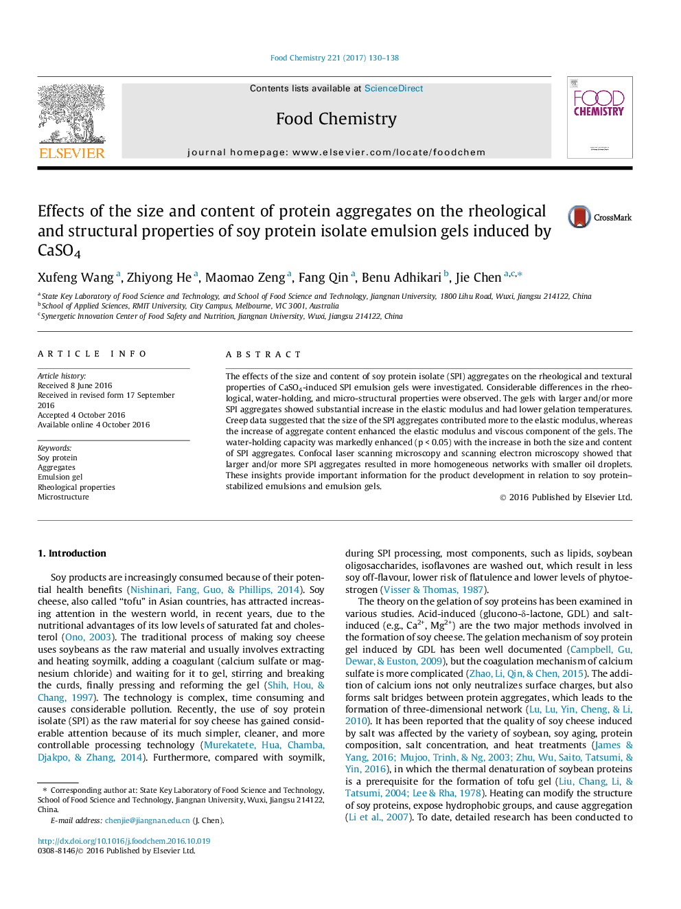 Effects of the size and content of protein aggregates on the rheological and structural properties of soy protein isolate emulsion gels induced by CaSO4