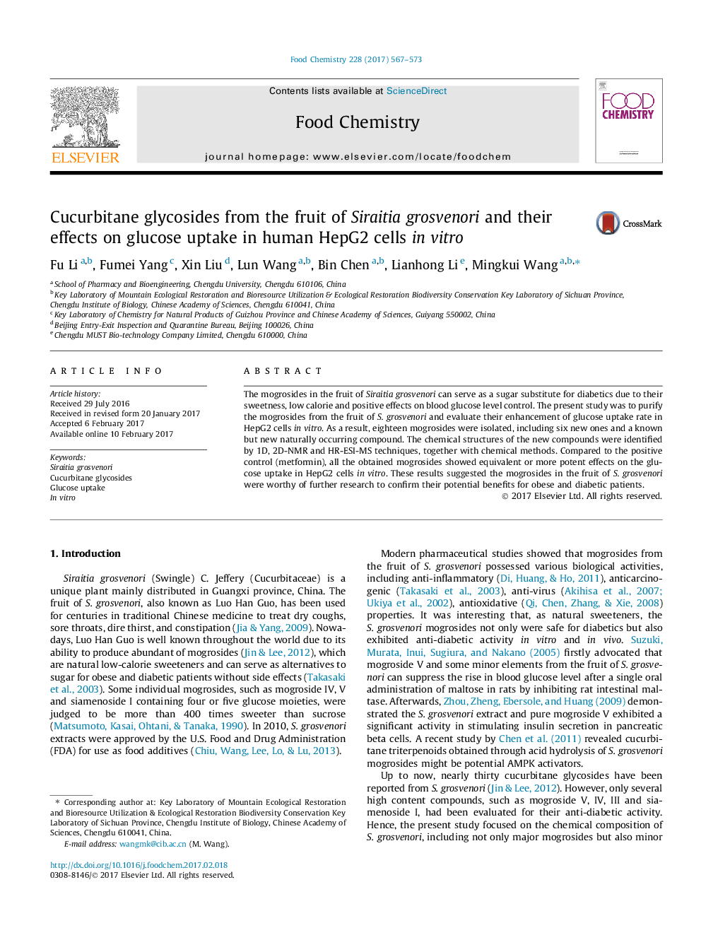 عکس صفحه اول مقاله: Cucurbitane glycosides from the fruit of Siraitia grosvenori and their effects on glucose uptake in human HepG2 cells in vitro Cucurbitane glycosides from the fruit of Siraitia grosvenori and their effects on glucose uptake in human HepG2 cells in vitro