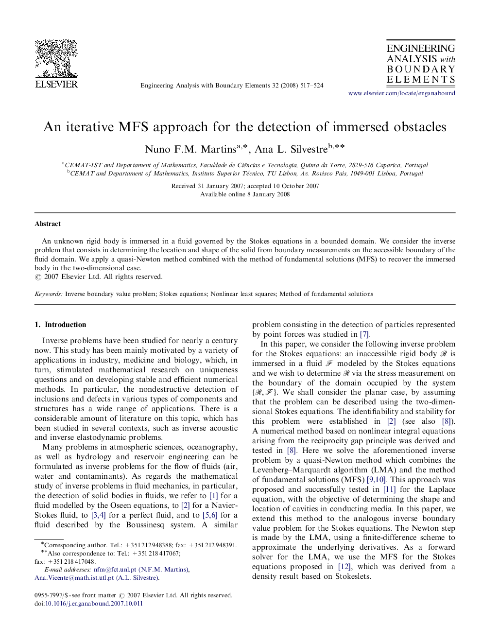 An iterative MFS approach for the detection of immersed obstacles