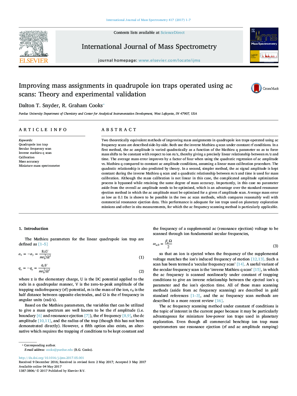 Improving mass assignments in quadrupole ion traps operated using ac scans: Theory and experimental validation