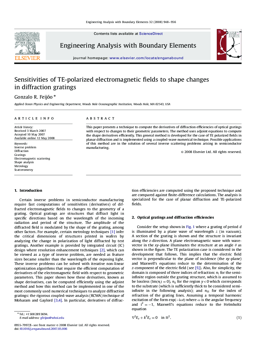 Sensitivities of TE-polarized electromagnetic fields to shape changes in diffraction gratings