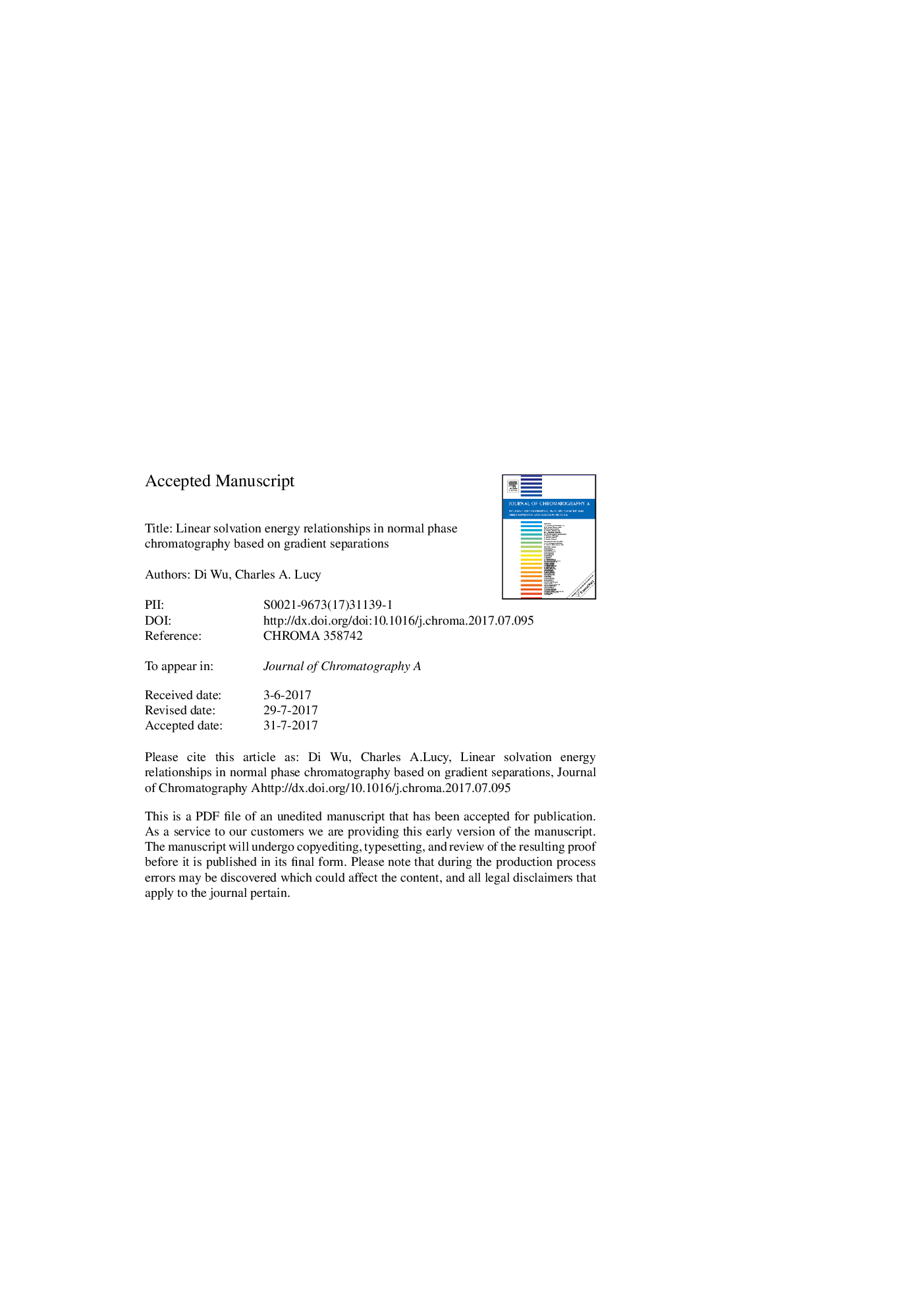 Linear solvation energy relationships in normal phase chromatography based on gradient separations