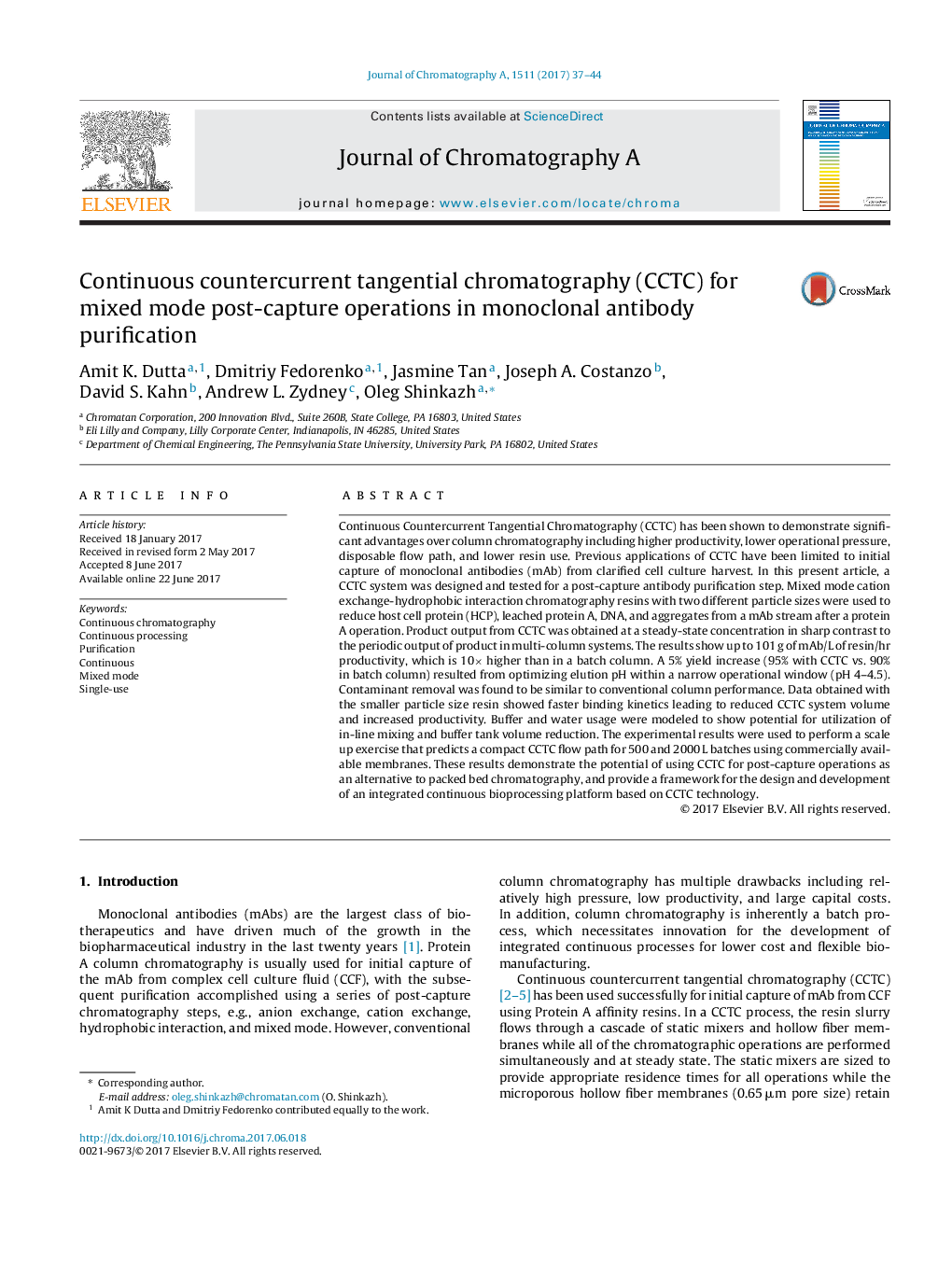 Continuous countercurrent tangential chromatography for mixed mode post-capture operations in monoclonal antibody purification