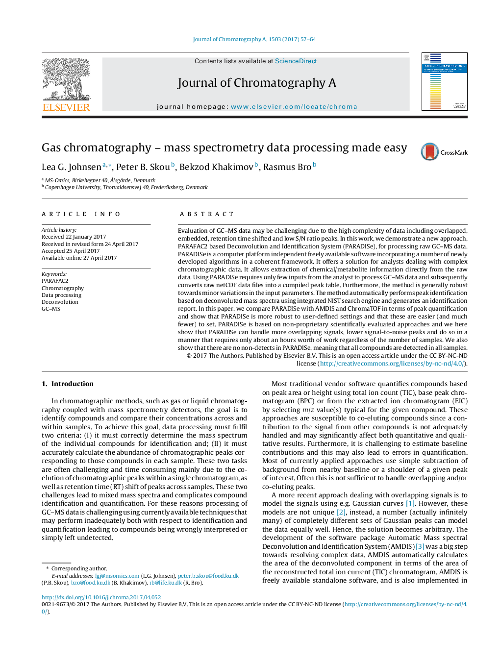 Gas chromatography - mass spectrometry data processing made easy