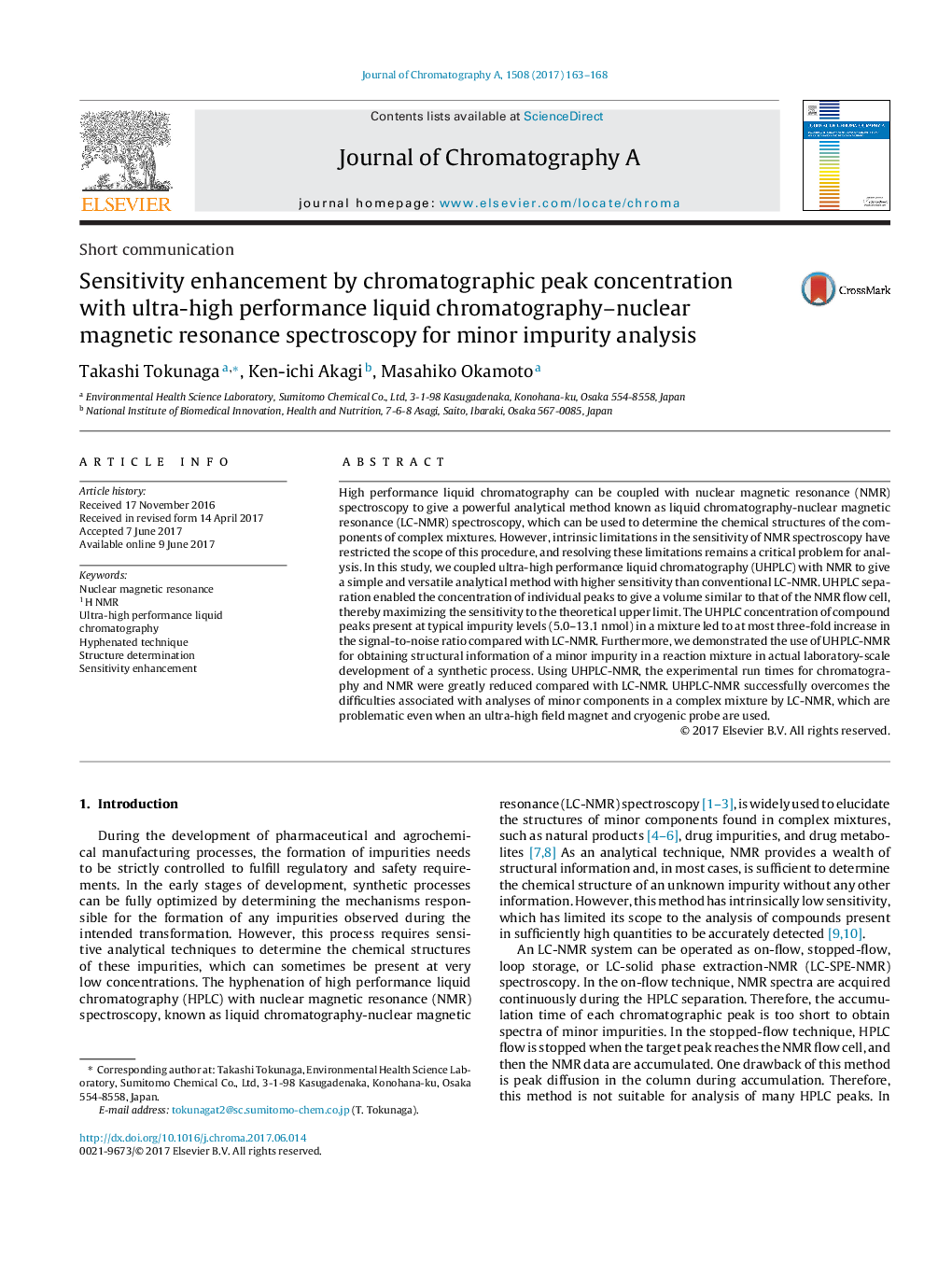 Sensitivity enhancement by chromatographic peak concentration with ultra-high performance liquid chromatography-nuclear magnetic resonance spectroscopy for minor impurity analysis