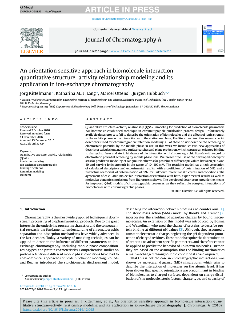 An orientation sensitive approach in biomolecule interaction quantitative structure-activity relationship modeling and its application in ion-exchange chromatography