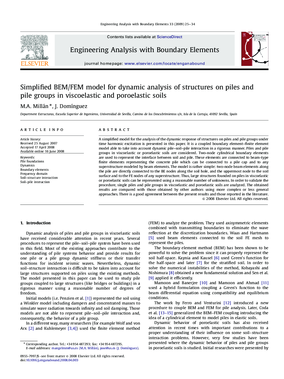 Simplified BEM/FEM model for dynamic analysis of structures on piles and pile groups in viscoelastic and poroelastic soils