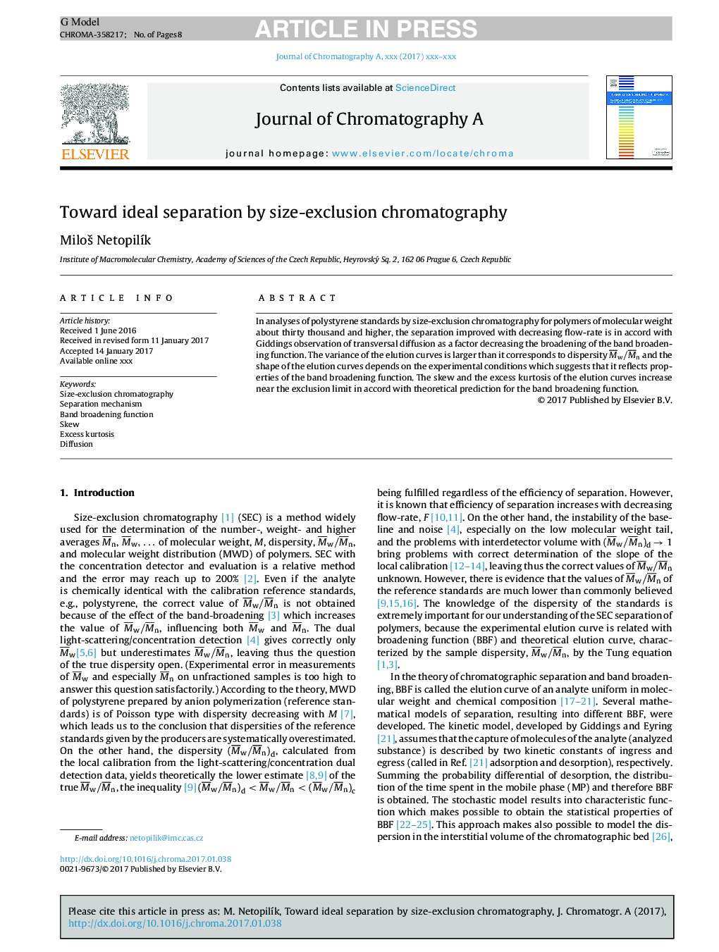 Toward ideal separation by size-exclusion chromatography