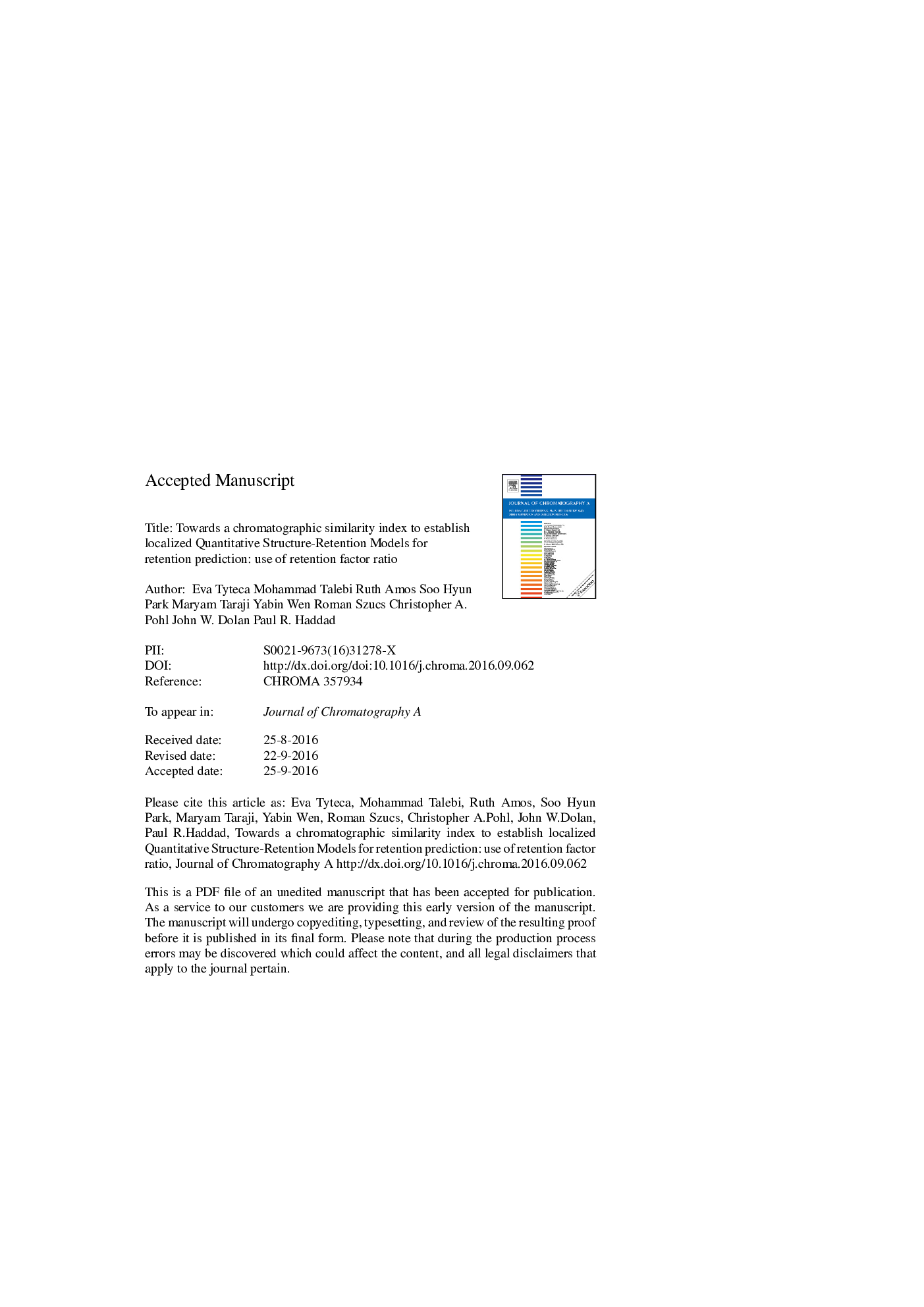 Towards a chromatographic similarity index to establish localized quantitative structure-retention models for retention prediction: Use of retention factor ratio