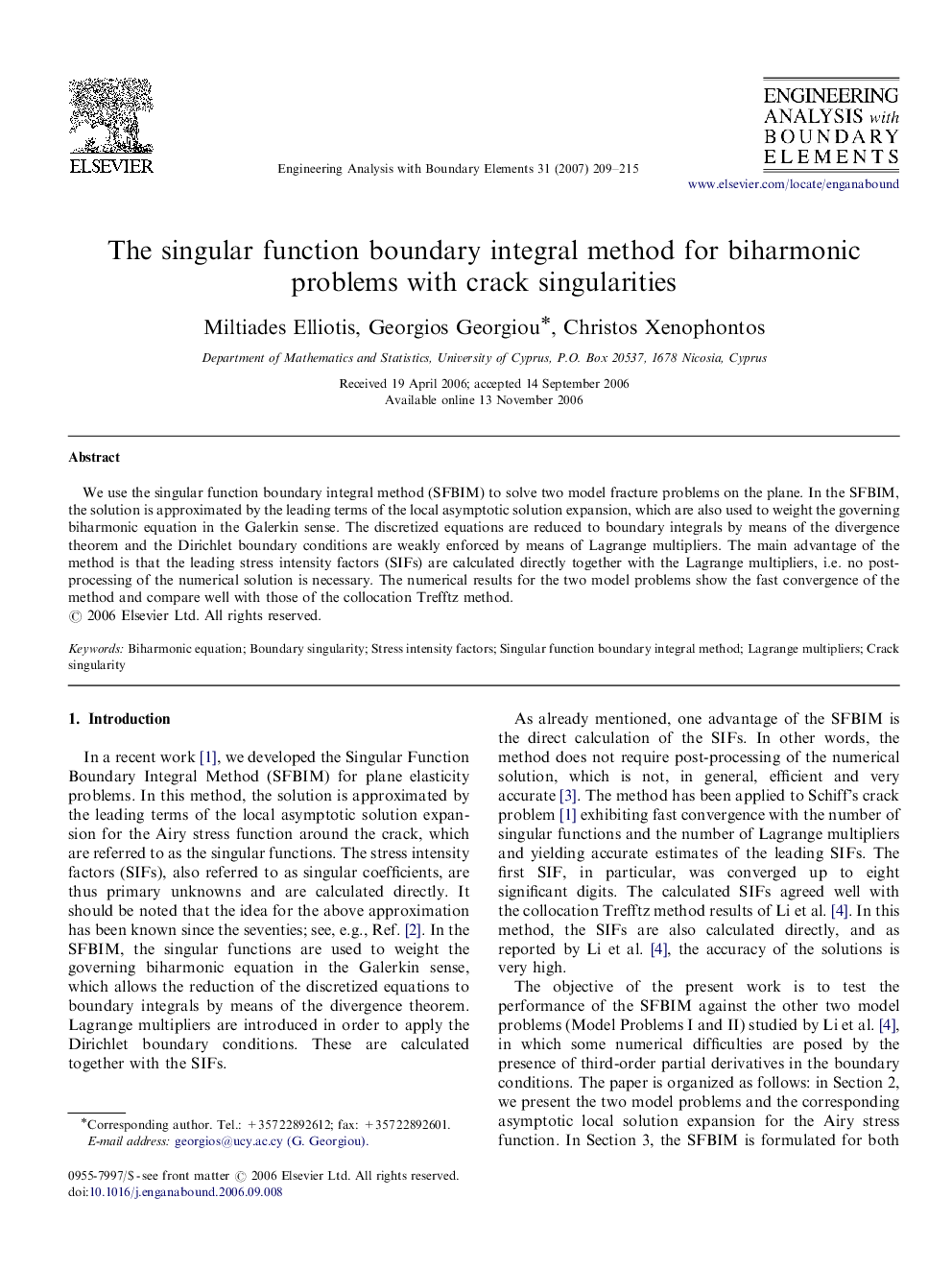 The singular function boundary integral method for biharmonic problems with crack singularities