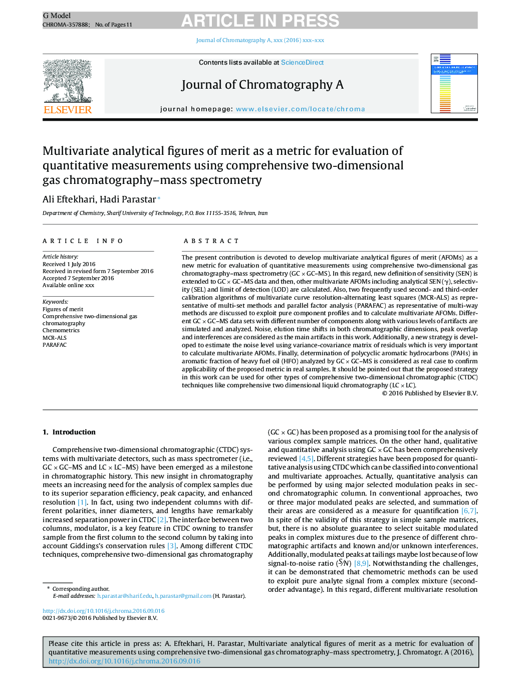 Multivariate analytical figures of merit as a metric for evaluation of quantitative measurements using comprehensive two-dimensional gas chromatography-mass spectrometry