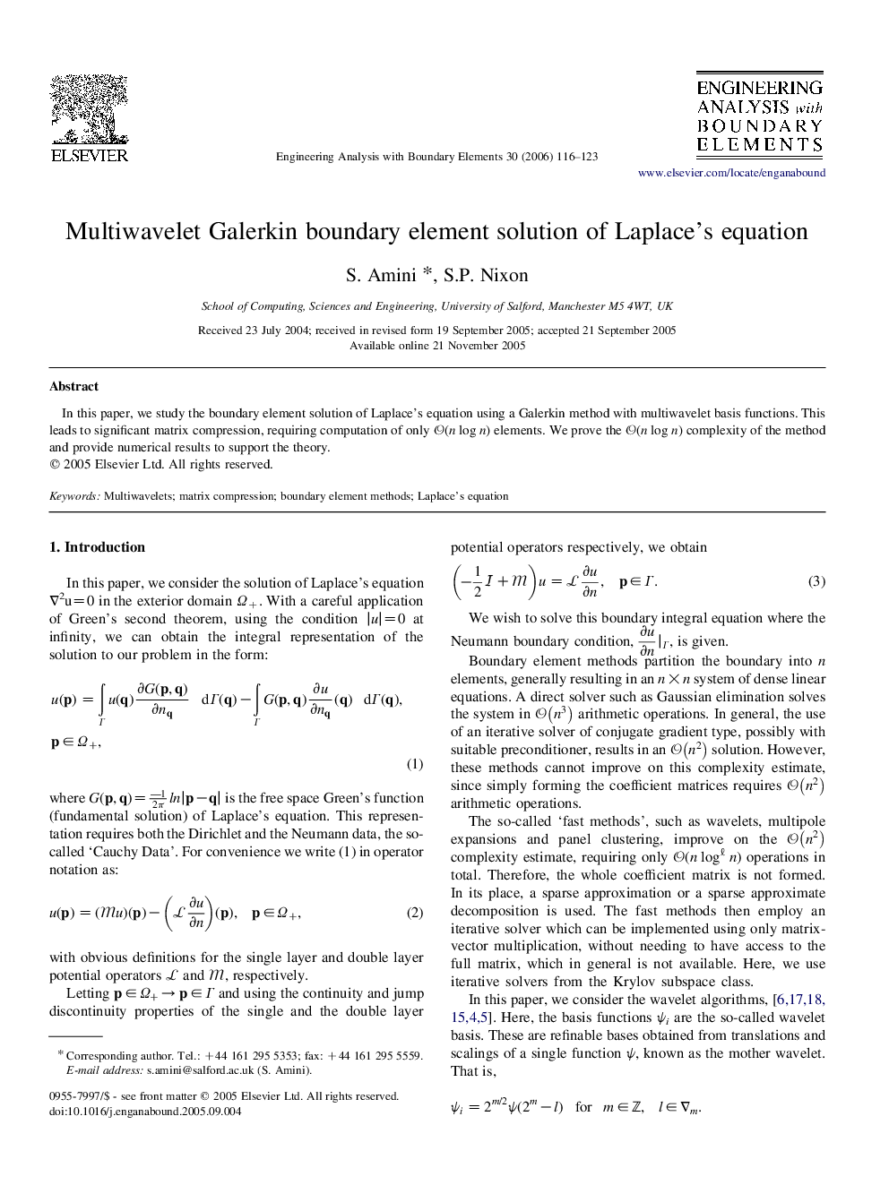 Multiwavelet Galerkin boundary element solution of Laplace's equation