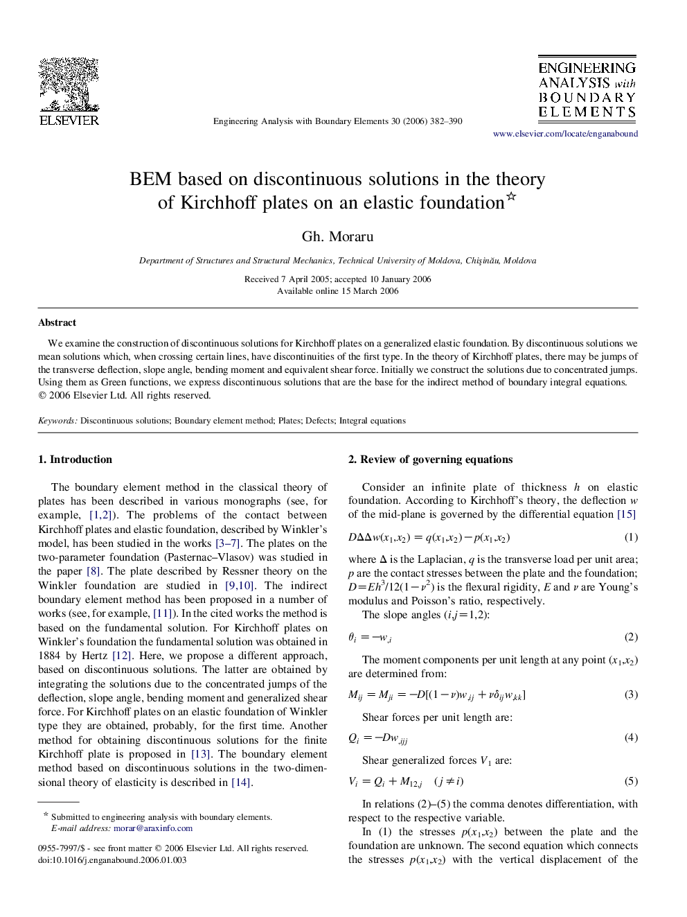 BEM based on discontinuous solutions in the theory of Kirchhoff plates on an elastic foundation 