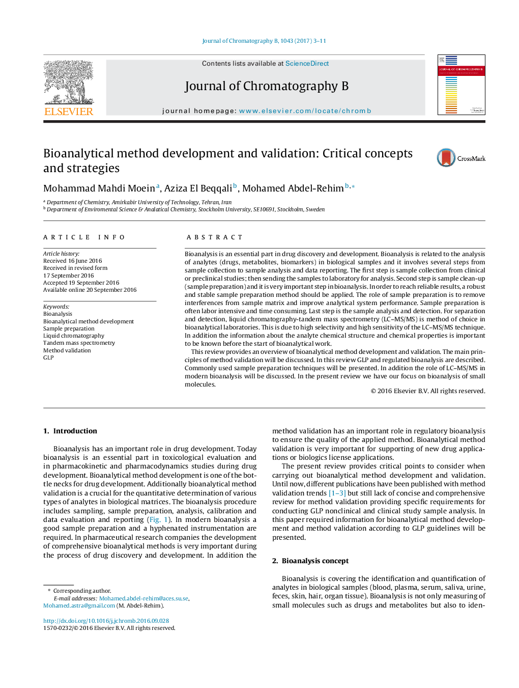 Bioanalytical method development and validation: Critical concepts and strategies