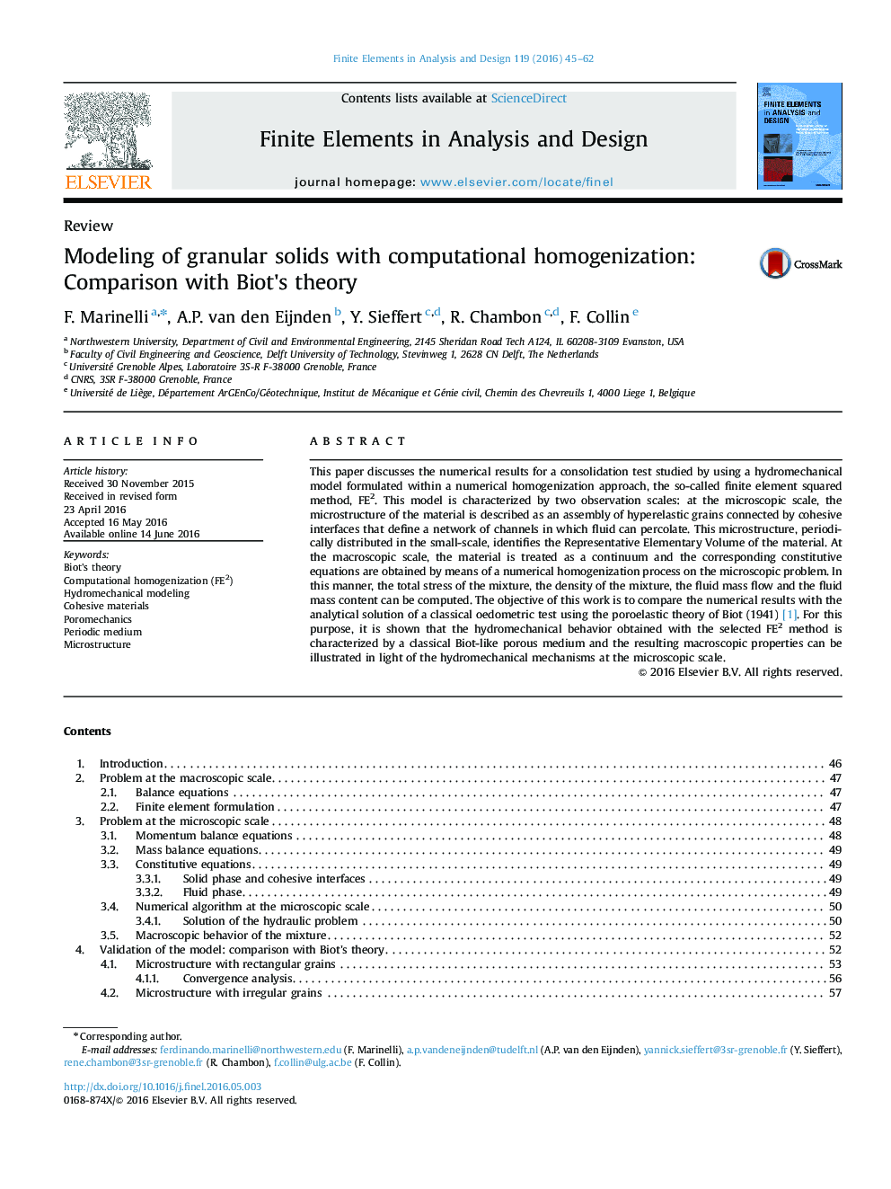 Modeling of granular solids with computational homogenization: Comparison with Biot׳s theory