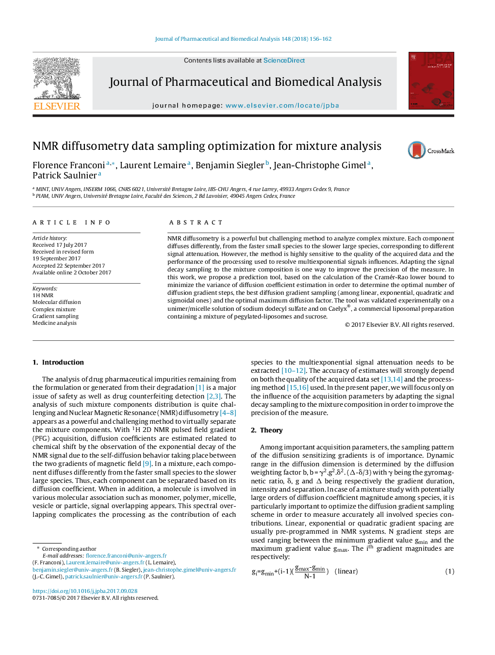 NMR diffusometry data sampling optimization for mixture analysis