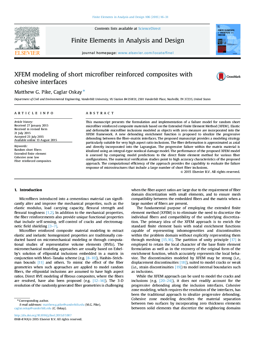 XFEM modeling of short microfiber reinforced composites with cohesive interfaces