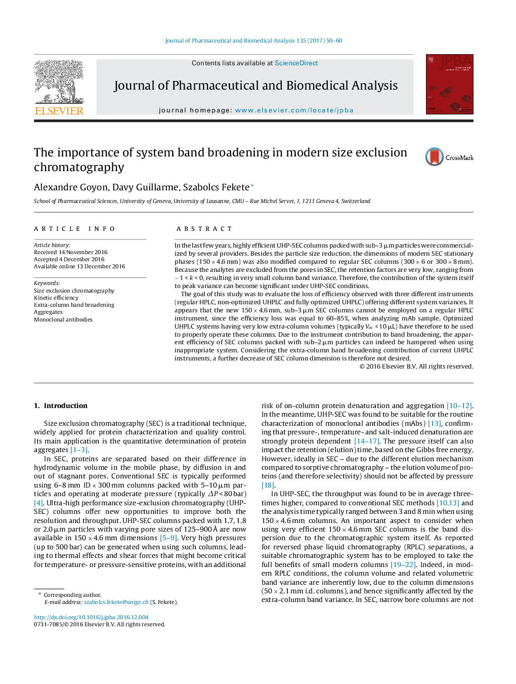 The importance of system band broadening in modern size exclusion chromatography