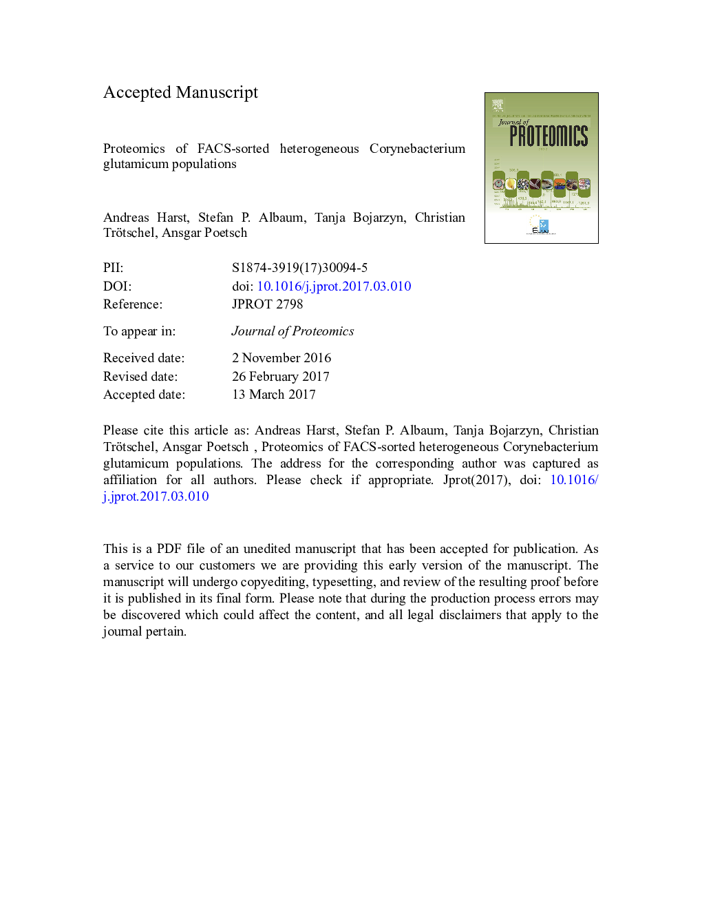 Proteomics of FACS-sorted heterogeneous Corynebacterium glutamicum populations