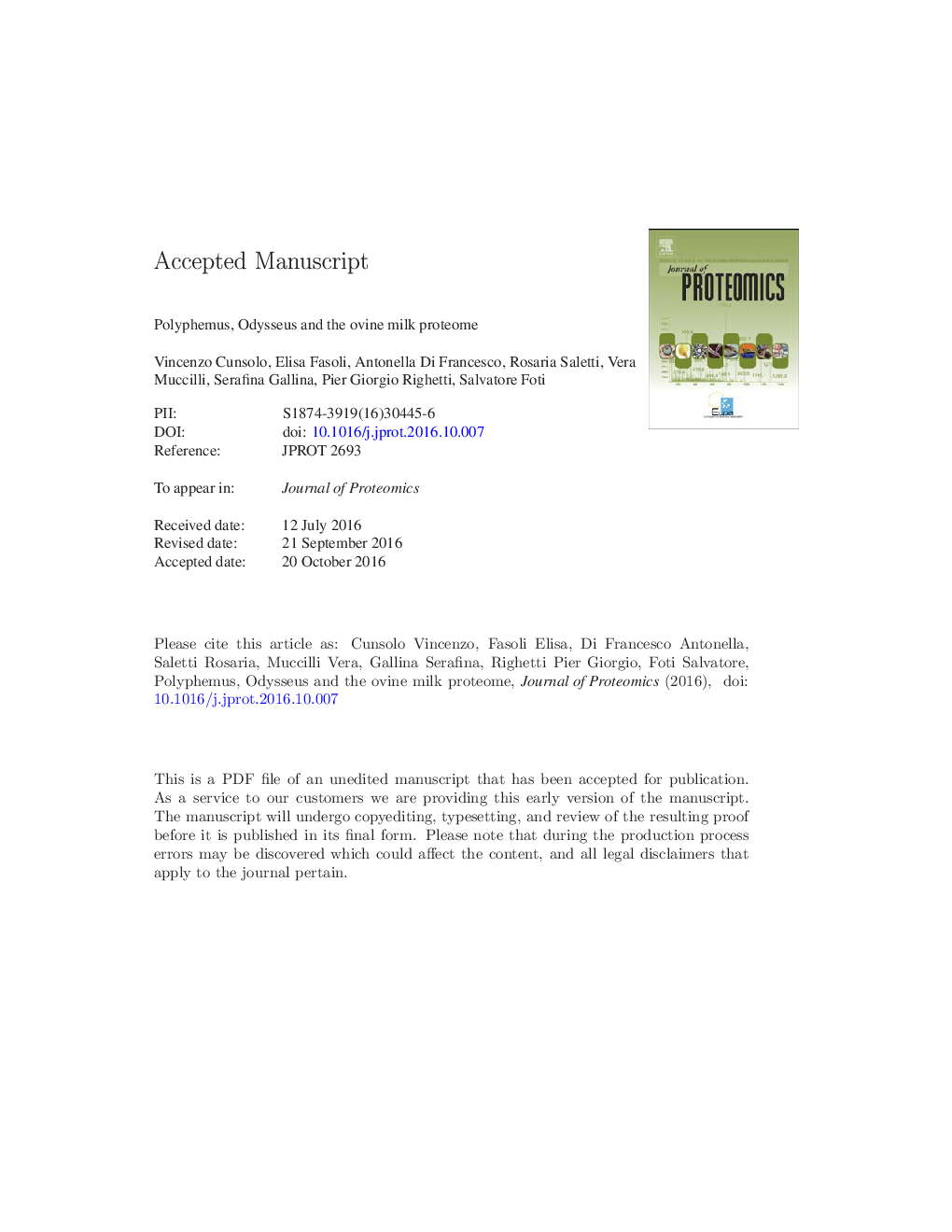 Polyphemus, Odysseus and the ovine milk proteome