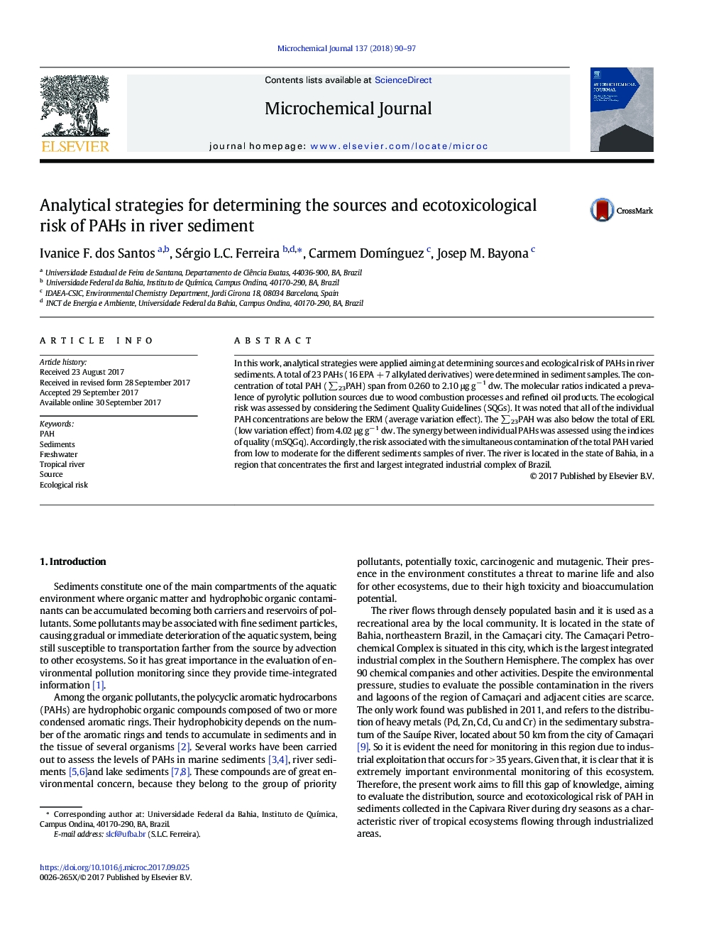 Analytical strategies for determining the sources and ecotoxicological risk of PAHs in river sediment