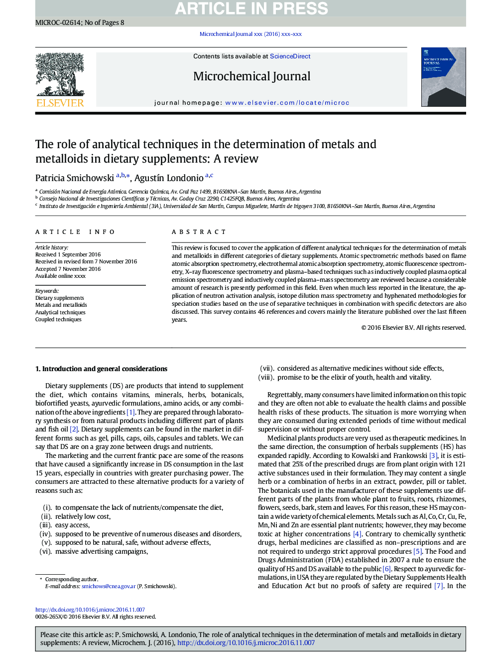 The role of analytical techniques in the determination of metals and metalloids in dietary supplements: A review